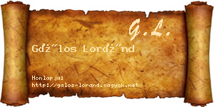 Gálos Loránd névjegykártya