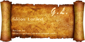 Gálos Loránd névjegykártya